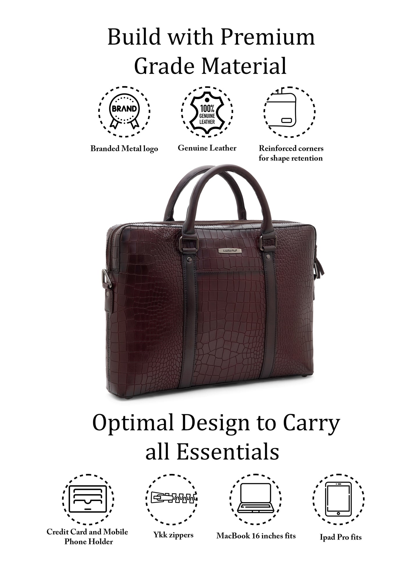 Croco Leather Laptop Bag LT16-5001