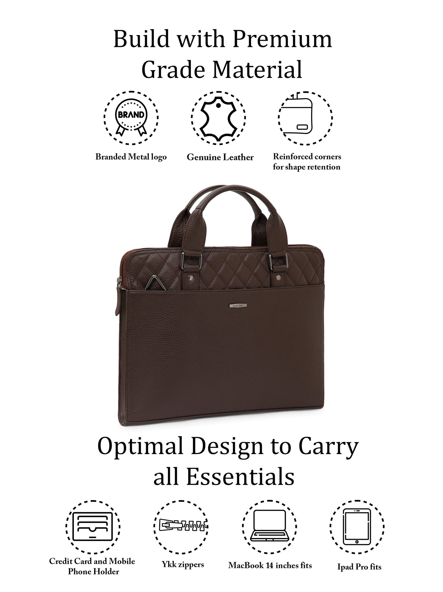 Quilted Leather Laptop Bag LT16-3003