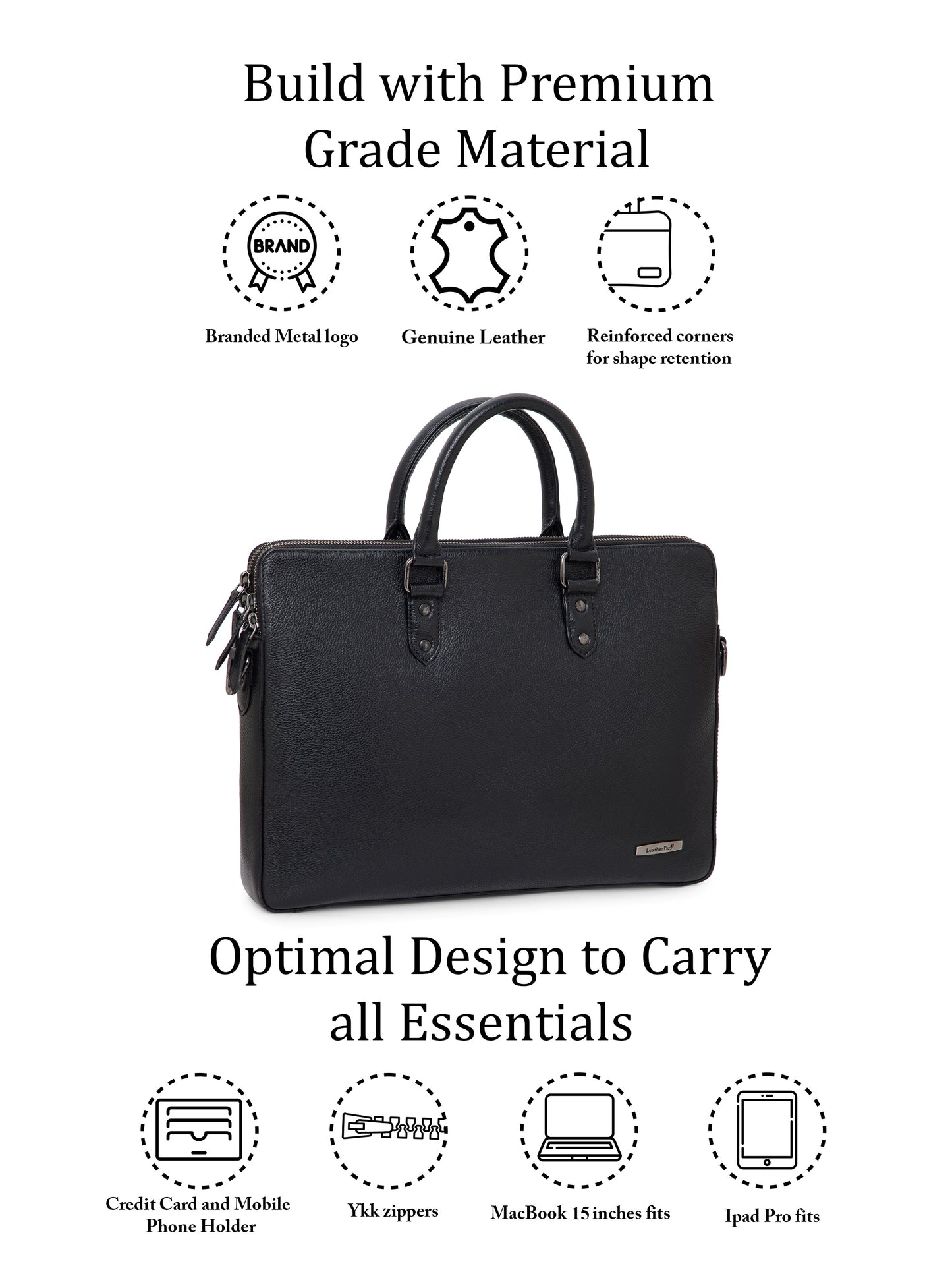 Natural Milled Leather Laptop Bag LT16-3002