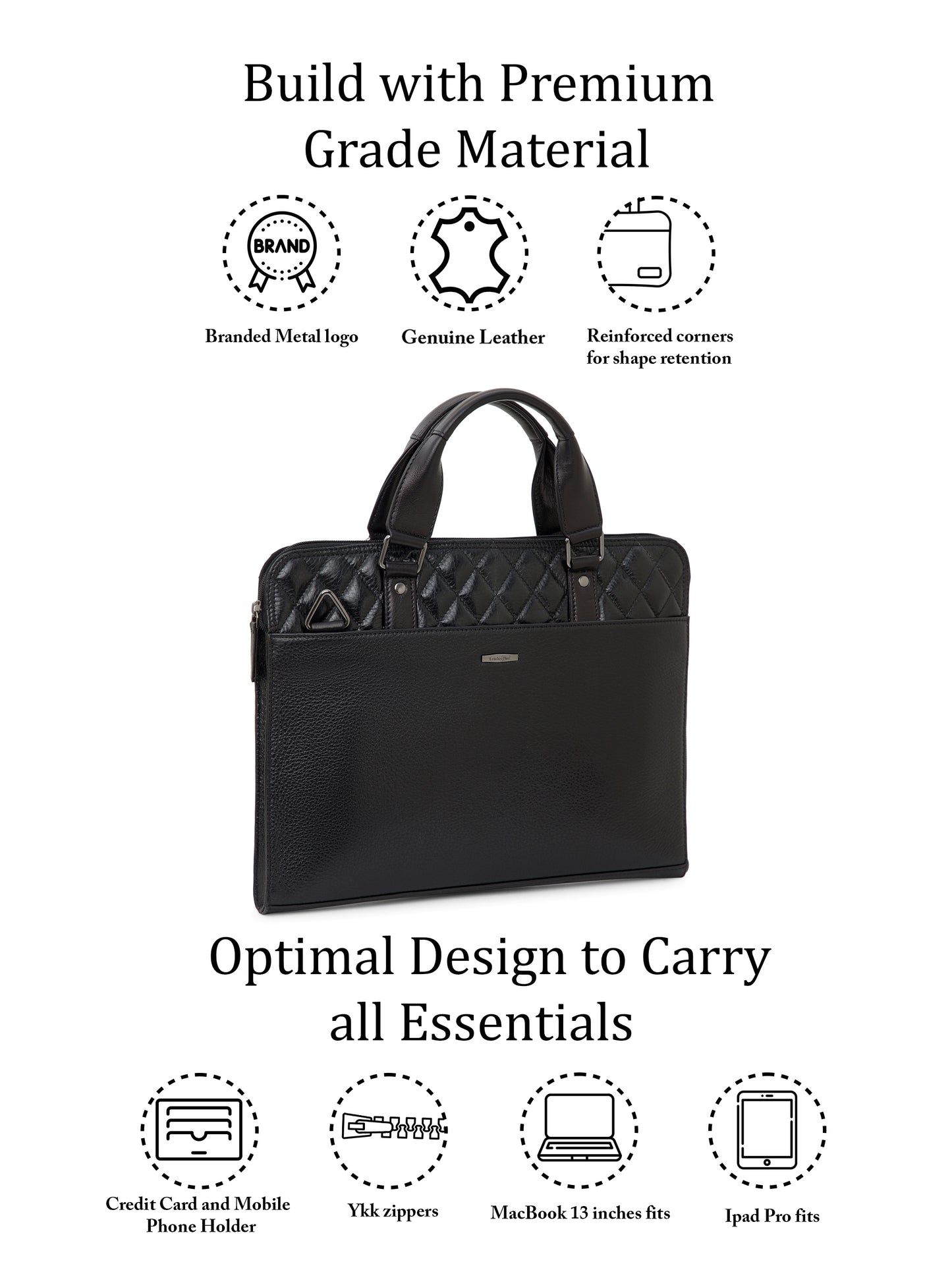 Quilted Leather Laptop Bag LT16-3003