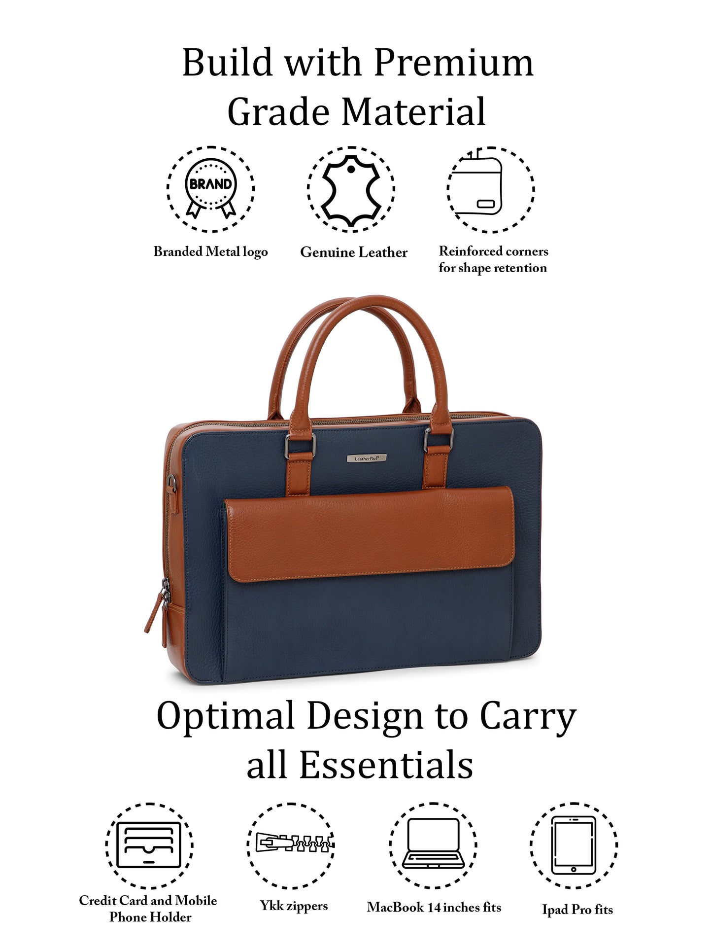 Colorblocked Leather Laptop Bag LT16-4004