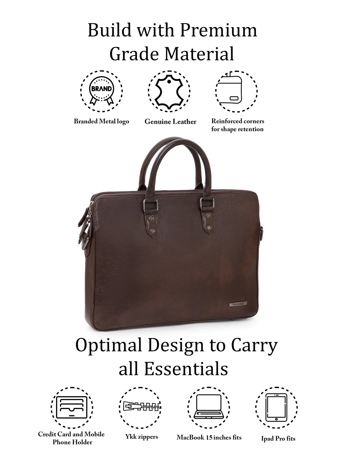Natural Milled Leather Laptop Bag LT16-3002
