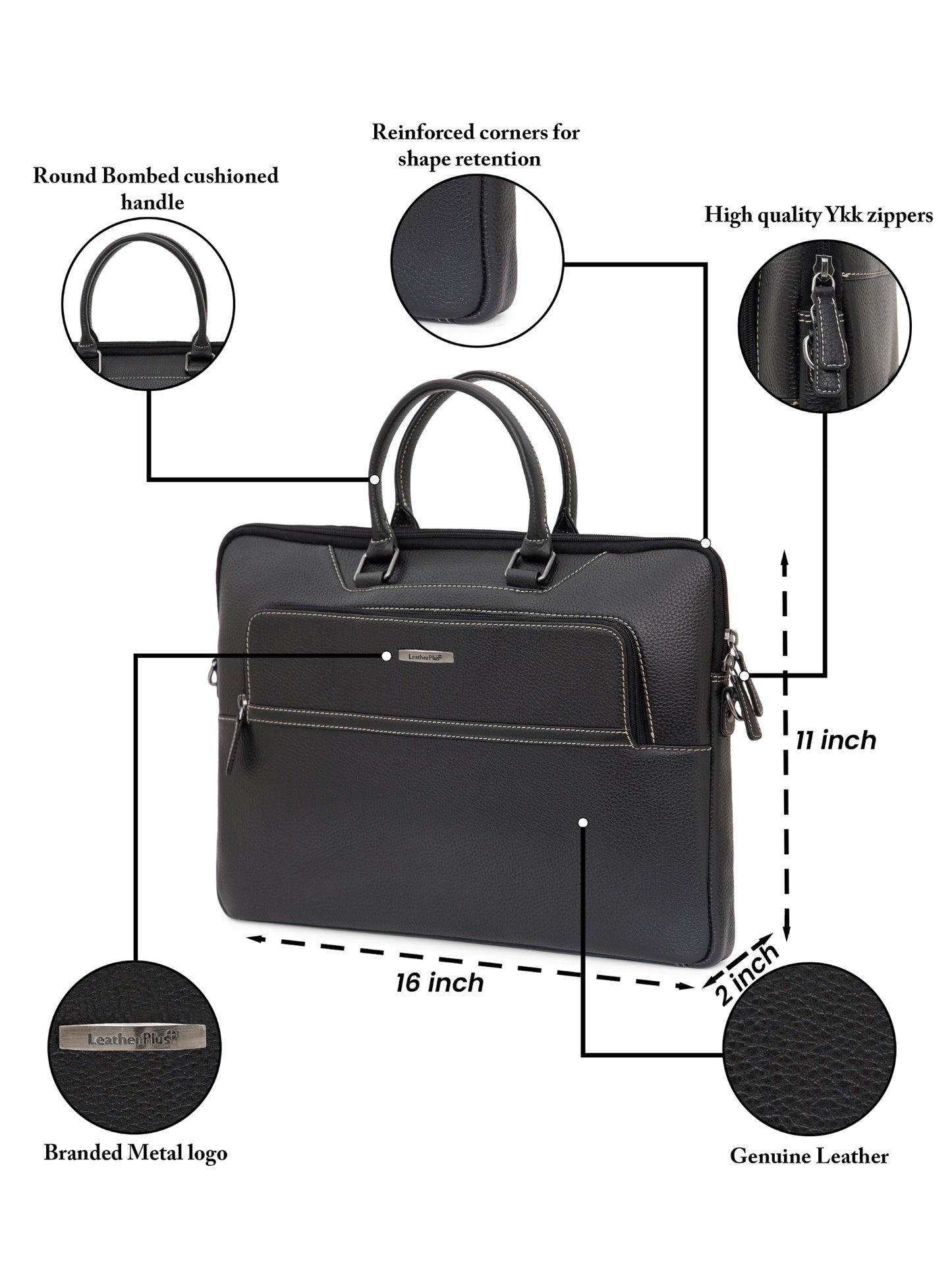 Contrast Stitched Leather Laptop Sleeve SV16-6001