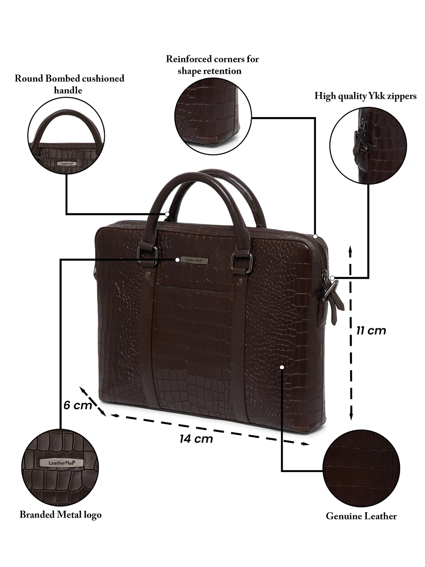 Croco Leather Laptop Bag LT14-5002