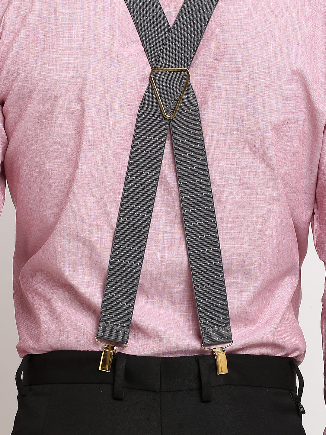 Grey Dotted Elastic Suspender MB-170