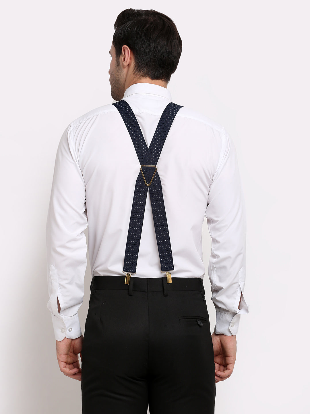 Navy Dotted Elastic Suspender MB-169