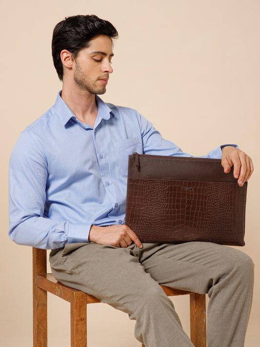 Croco Leather Laptop Sleeve SV16-9001 Brown