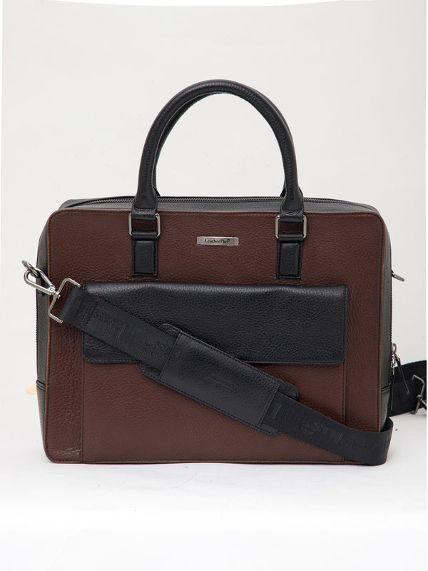 Colorblocked Leather Laptop Bag  LT16-4004