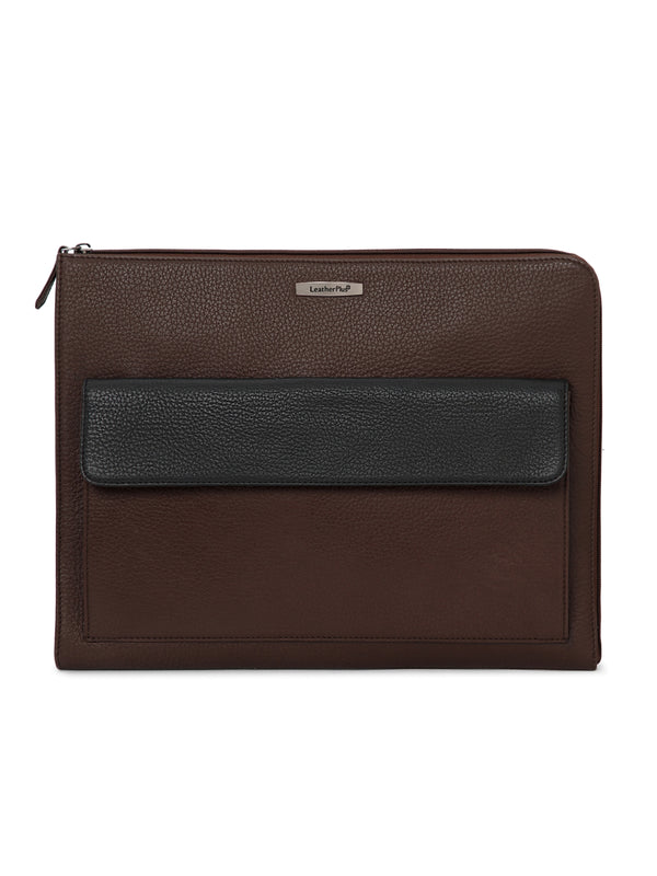 Color-blocked Leather Laptop Sleeve SV16-4004