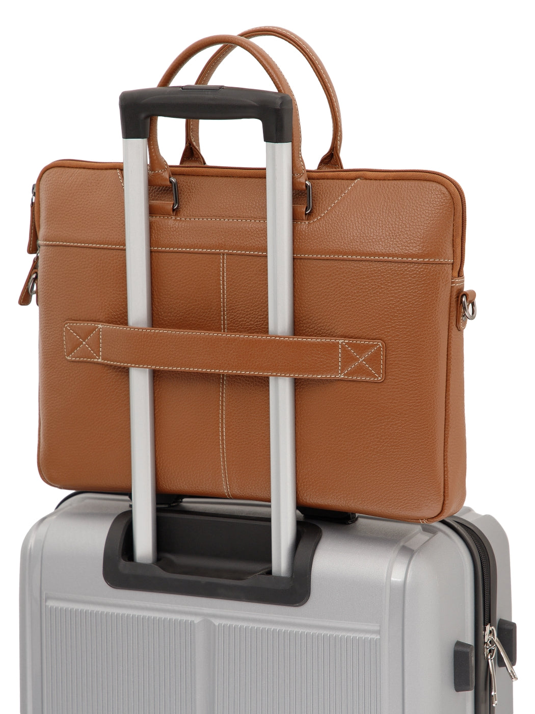 Contrast Stitched Leather Laptop Sleeve SV16-6001