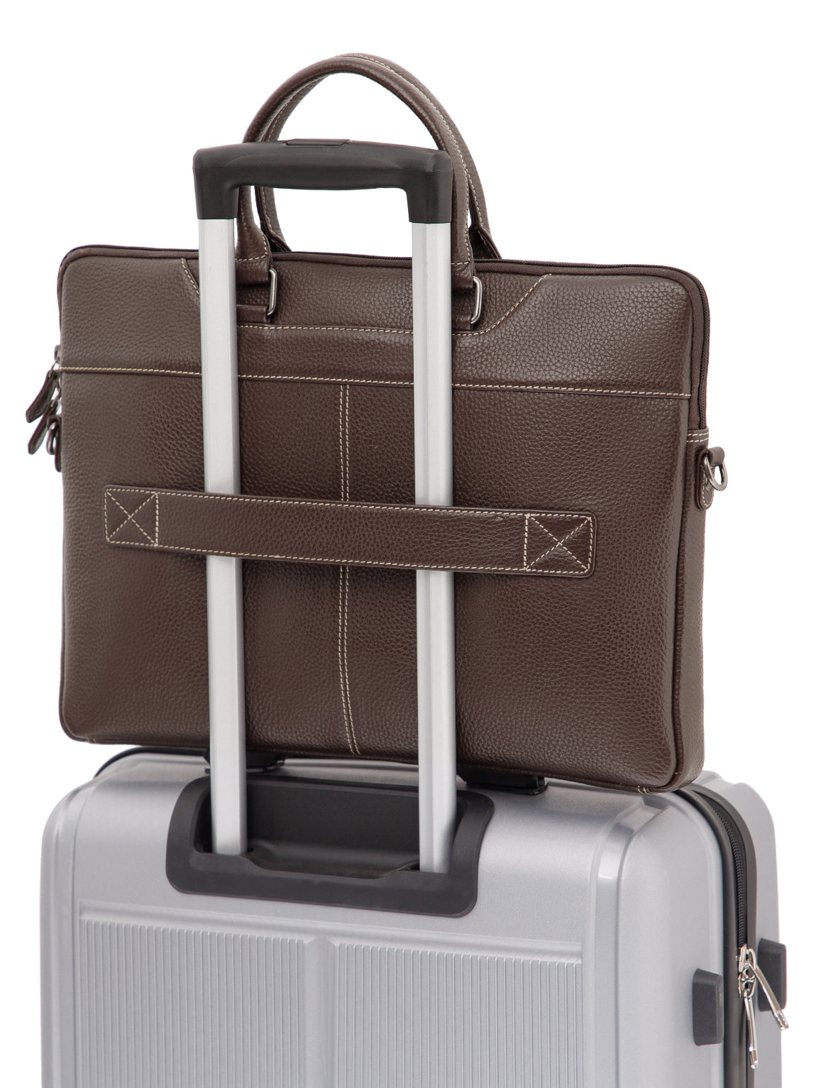 Contrast Stitched Leather Laptop Sleeve SV16-6001