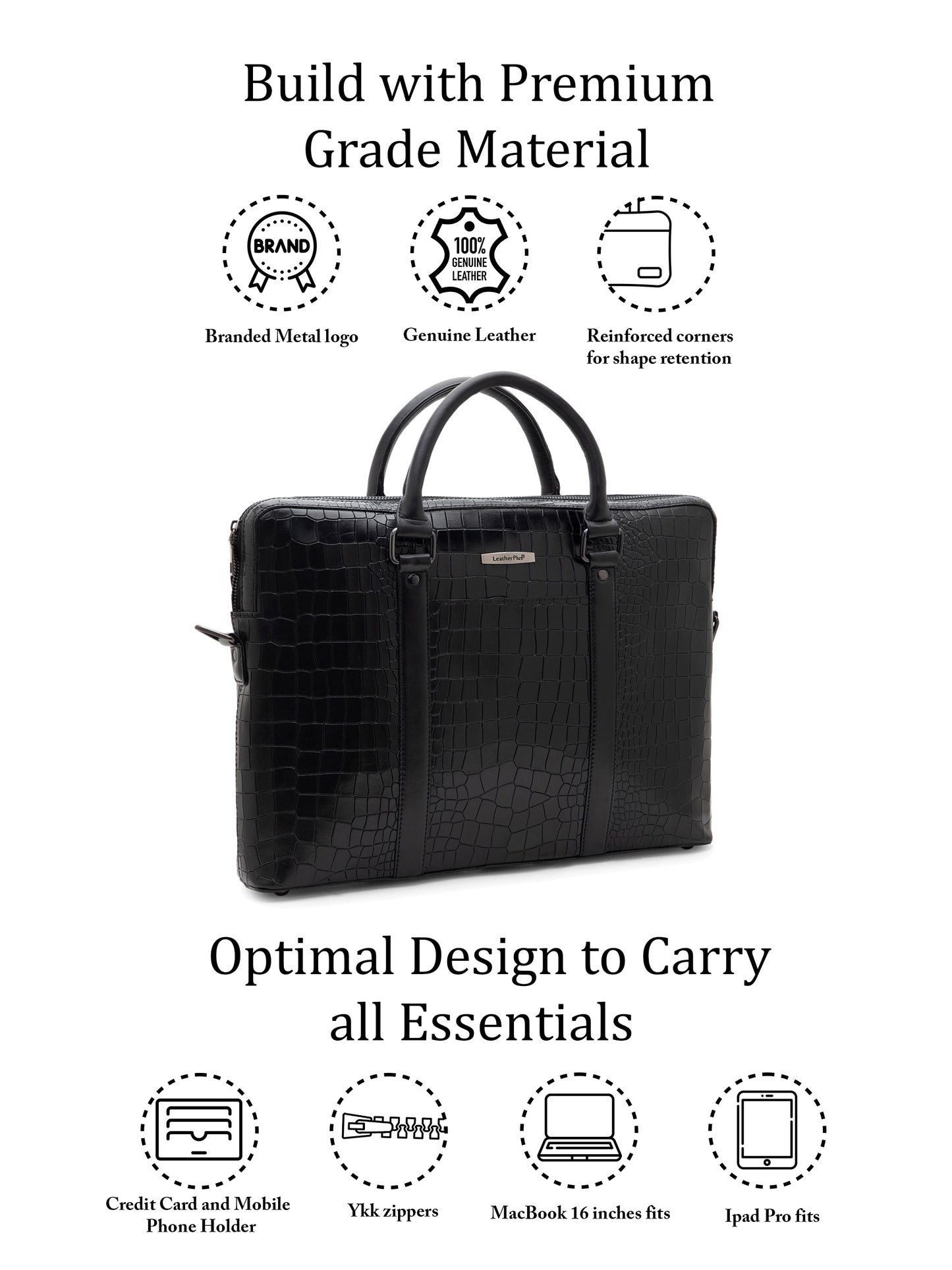 Croco Leather Laptop Bag  LT16-5001