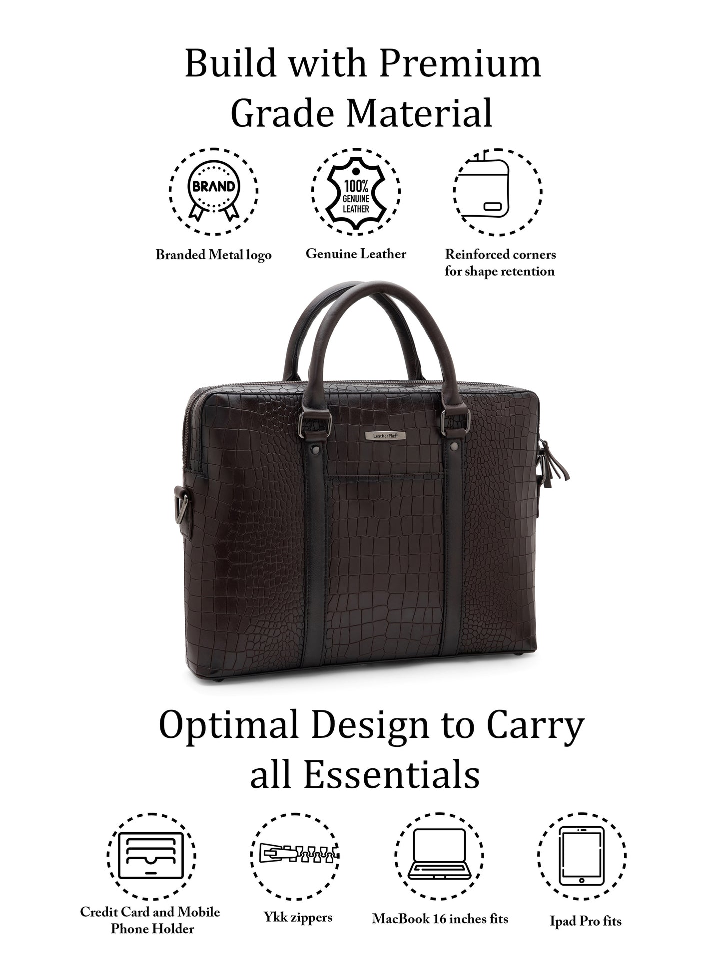 Croco Leather Laptop Bag  LT16-5001