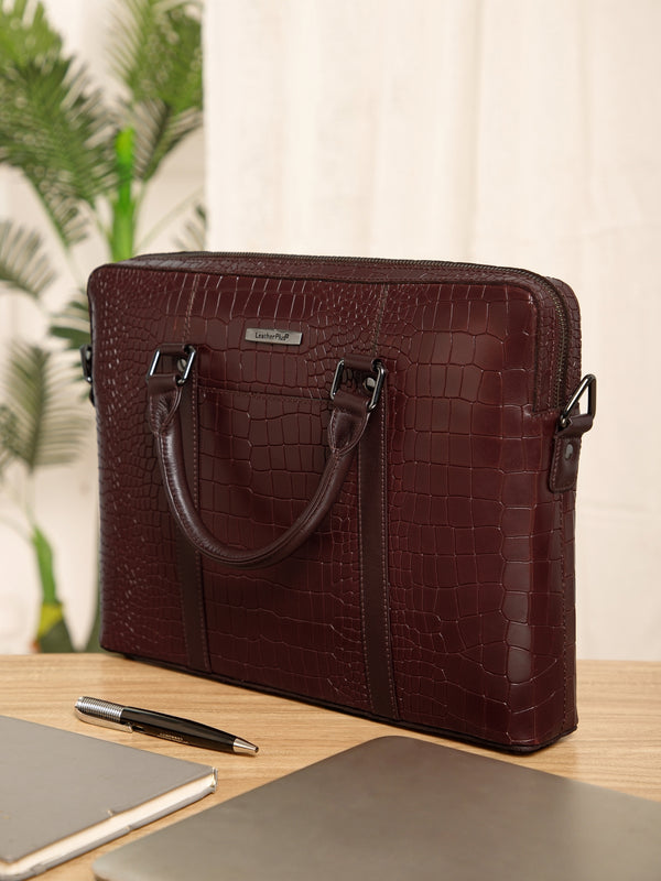 Croco Leather Laptop Bag LT14-5002