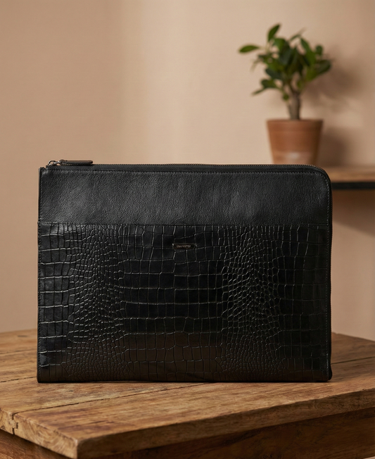 Croco Leather Laptop Sleeve SV16-9001 Black