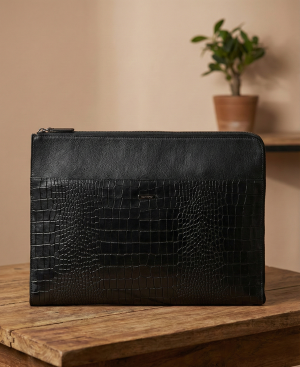 Croco Leather Laptop Sleeve SV16-9001 Black