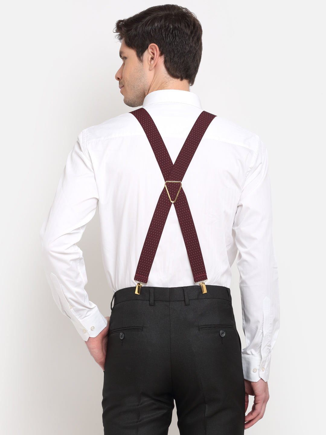 Maroon Dotted Elastic Suspender MB-171
