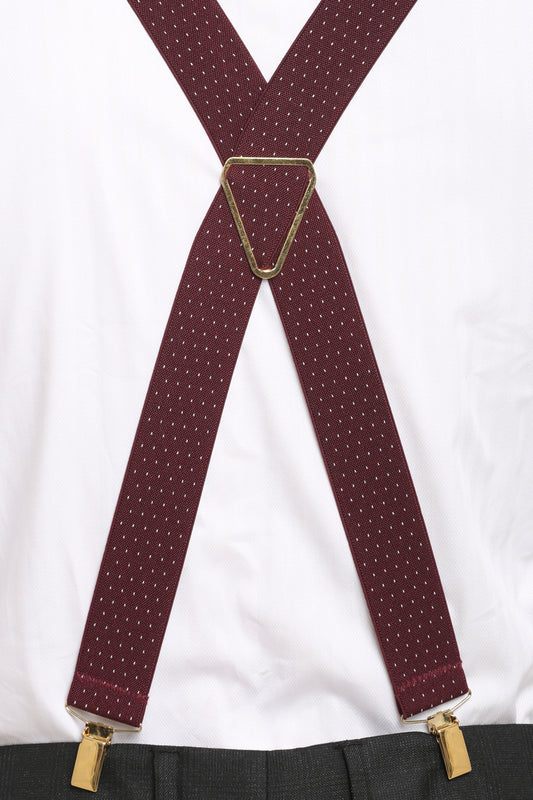 Maroon Dotted Elastic Suspender MB-171