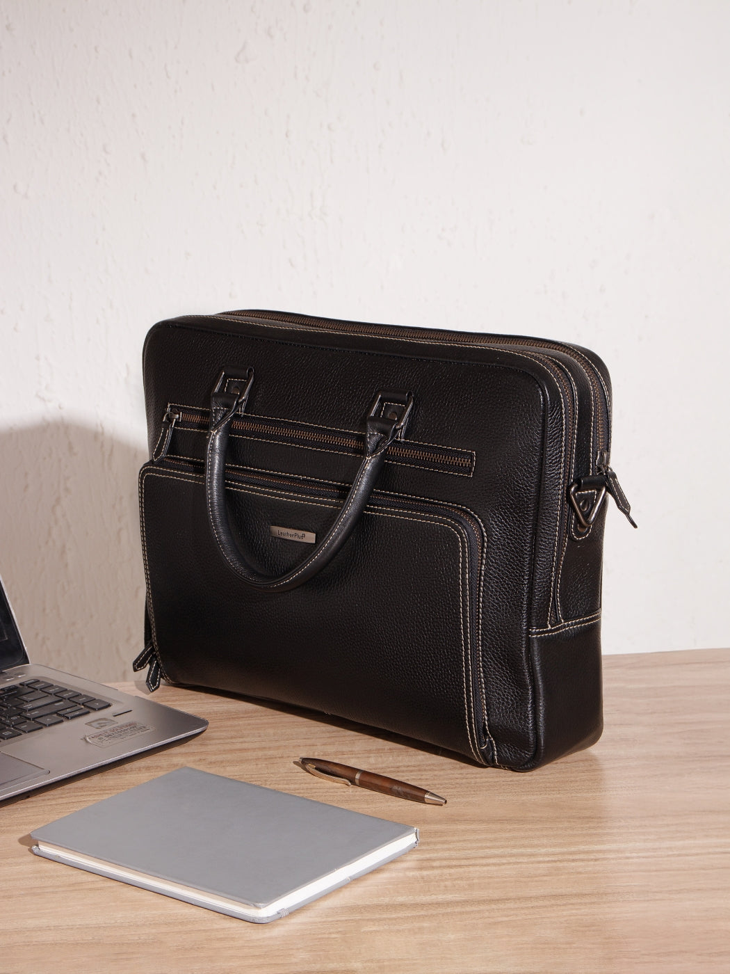 Leather Contrast Stitch Laptop Bag LT16-2002