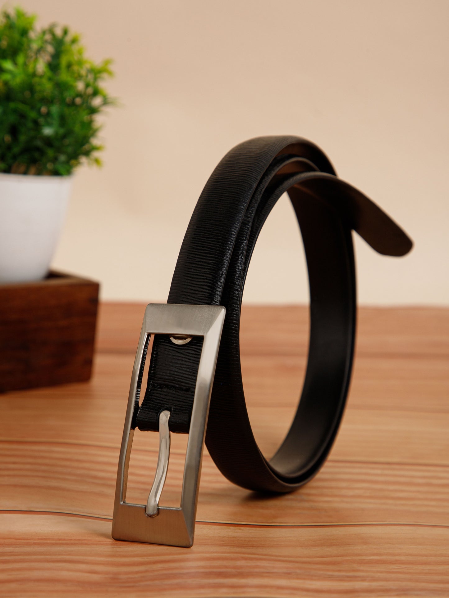 Striped Pattern Ladies Belt LBSB-2228 BN Black