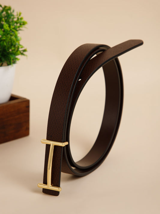 Saffiano Ladies Belt LBSB-2266 G Brown