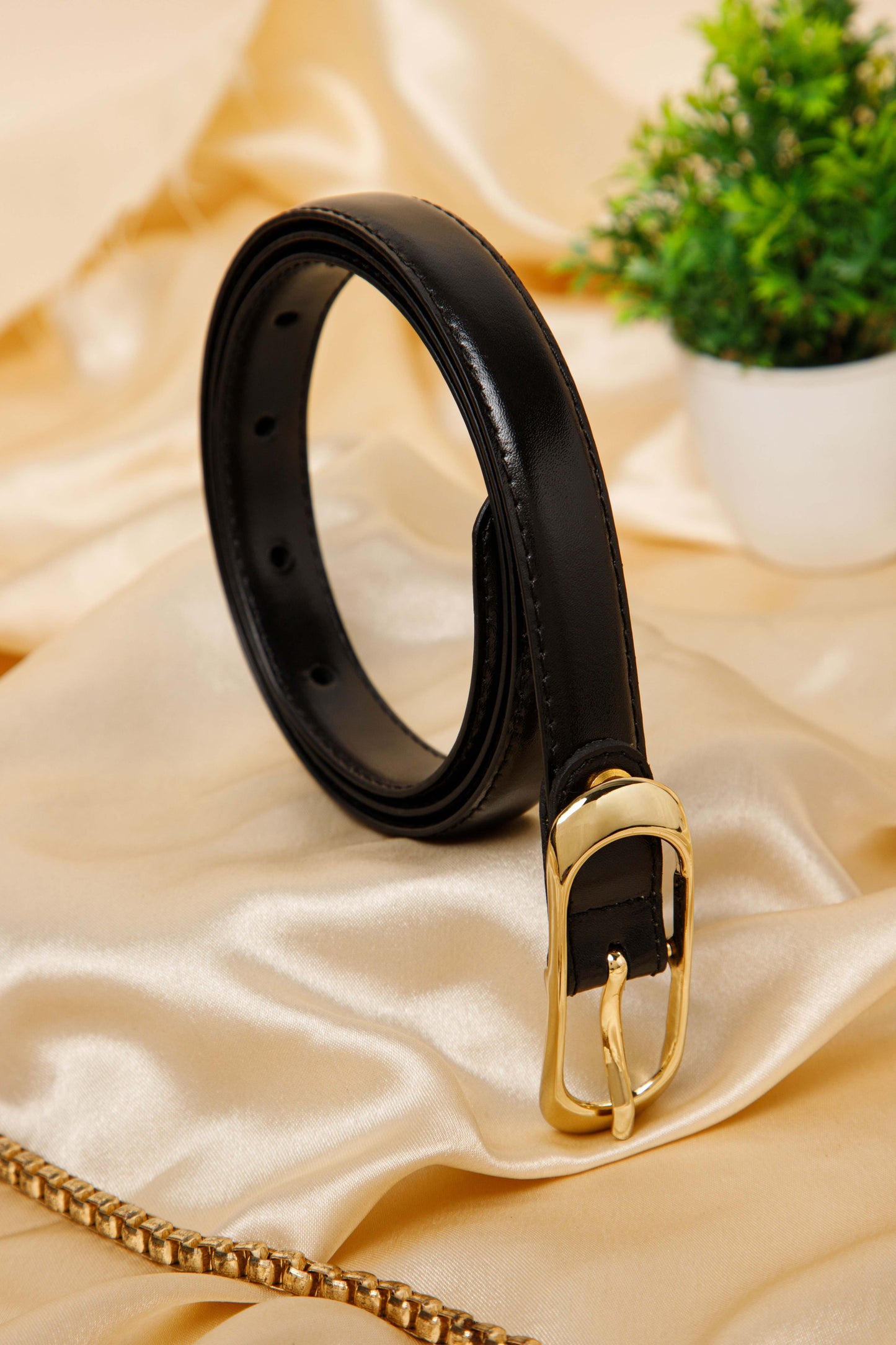 Center-Pin Buckle Ladies Belt LBSB-2213 G Black