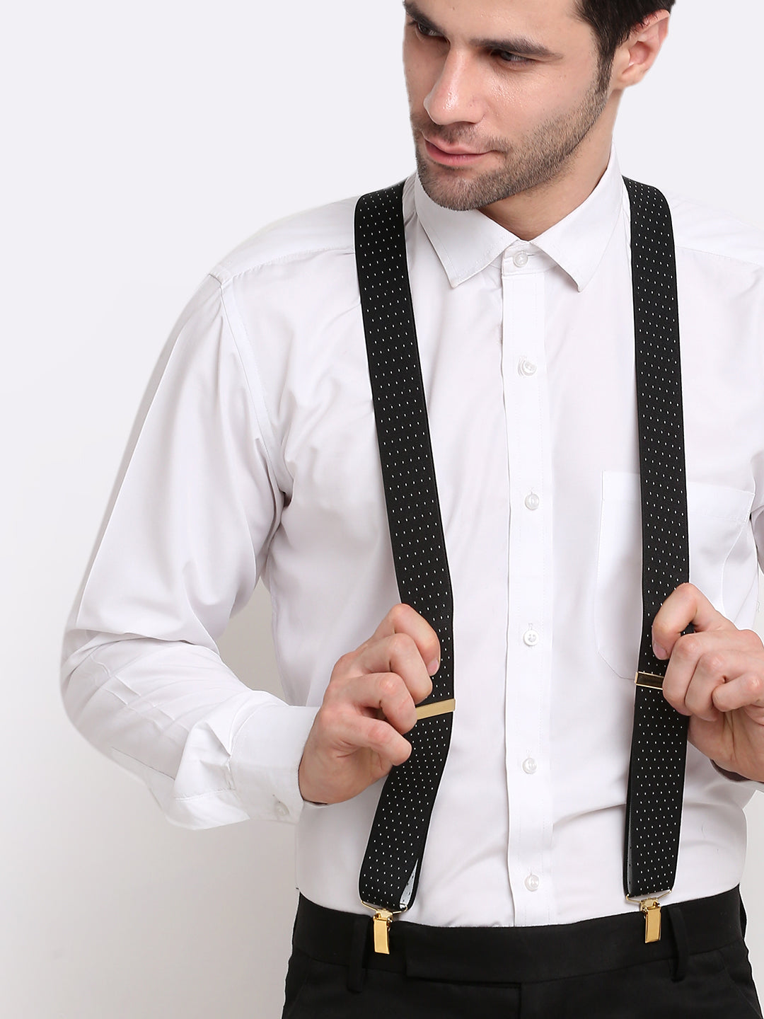 Black Dotted Elastic Suspender MB-168