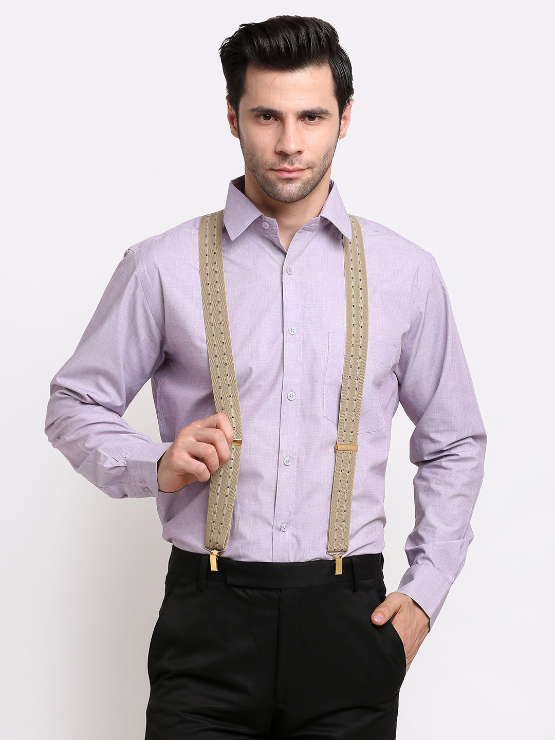 Beige Striped with Highlights Suspender MB-192