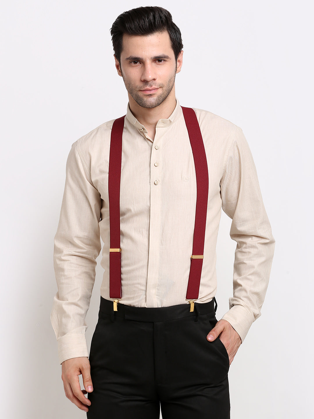 Plain Maroon Suspender MB-107