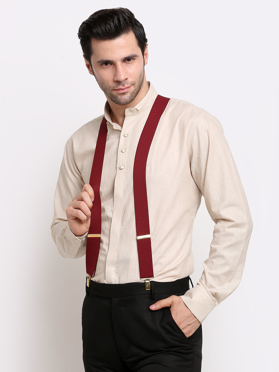Plain Maroon Suspender MB-107