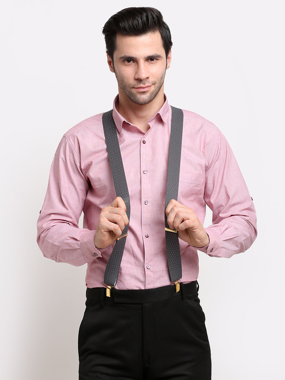 Grey Dotted Elastic Suspender MB-170