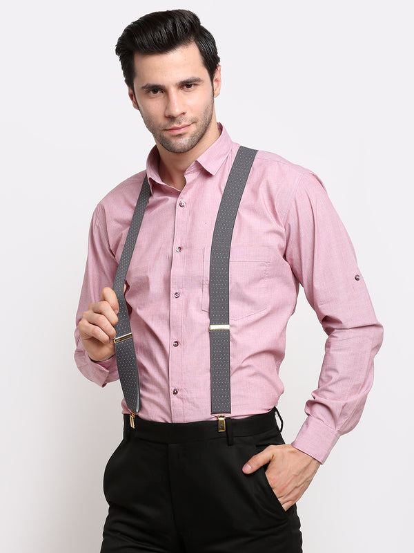 Grey Dotted Elastic Suspender MB-170