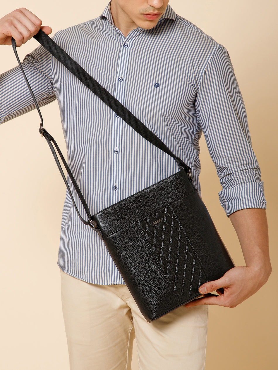 Quilted Leather Men Sling Bag SGL-652