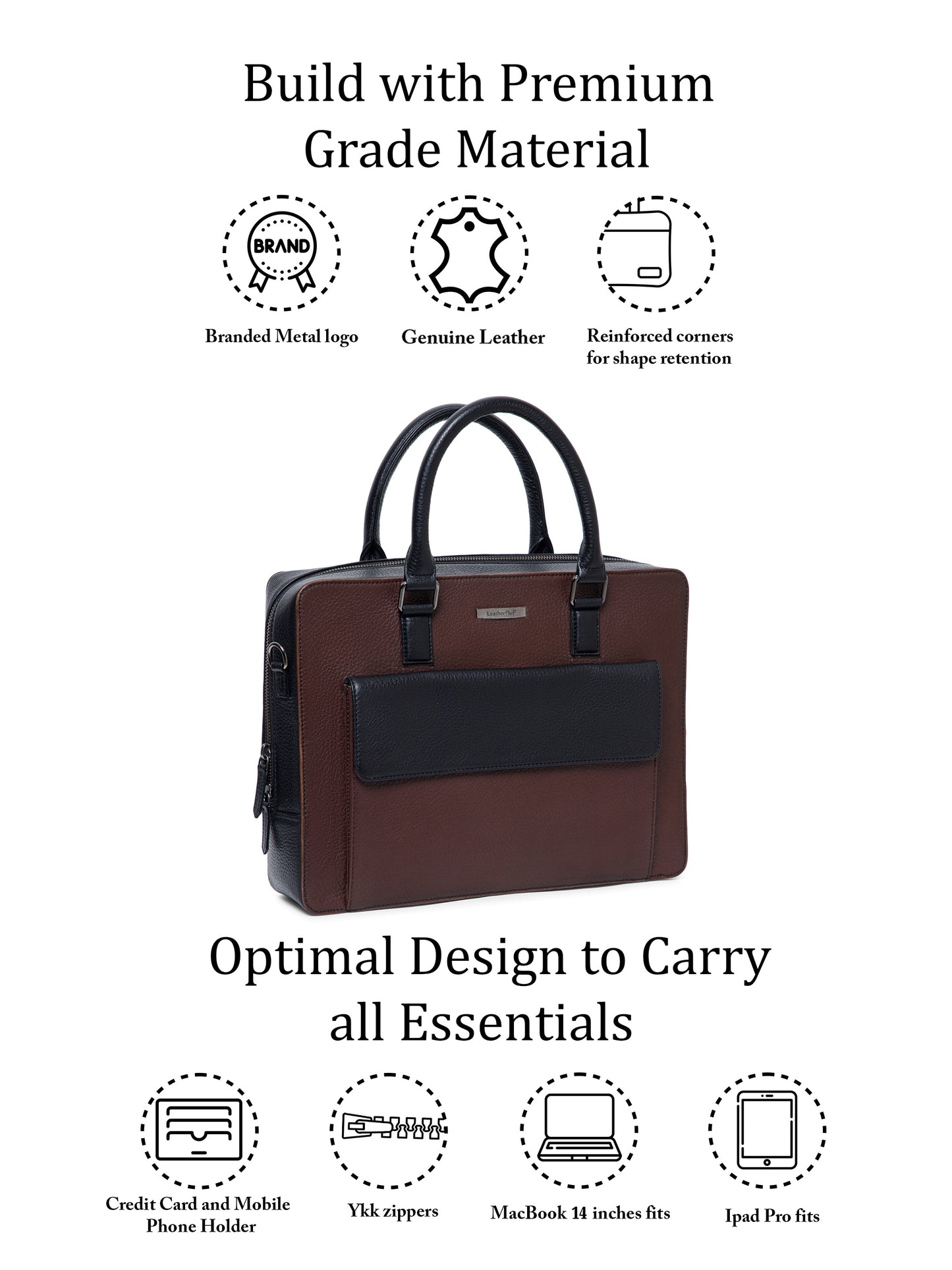 Colorblocked Leather Laptop Bag  LT16-4004