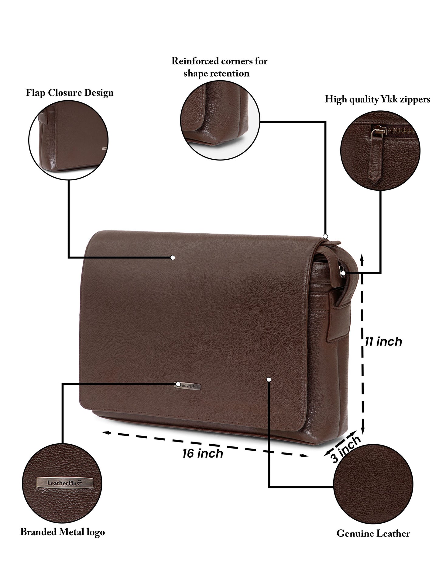 Flap Leather Laptop Bag  LT16-3001