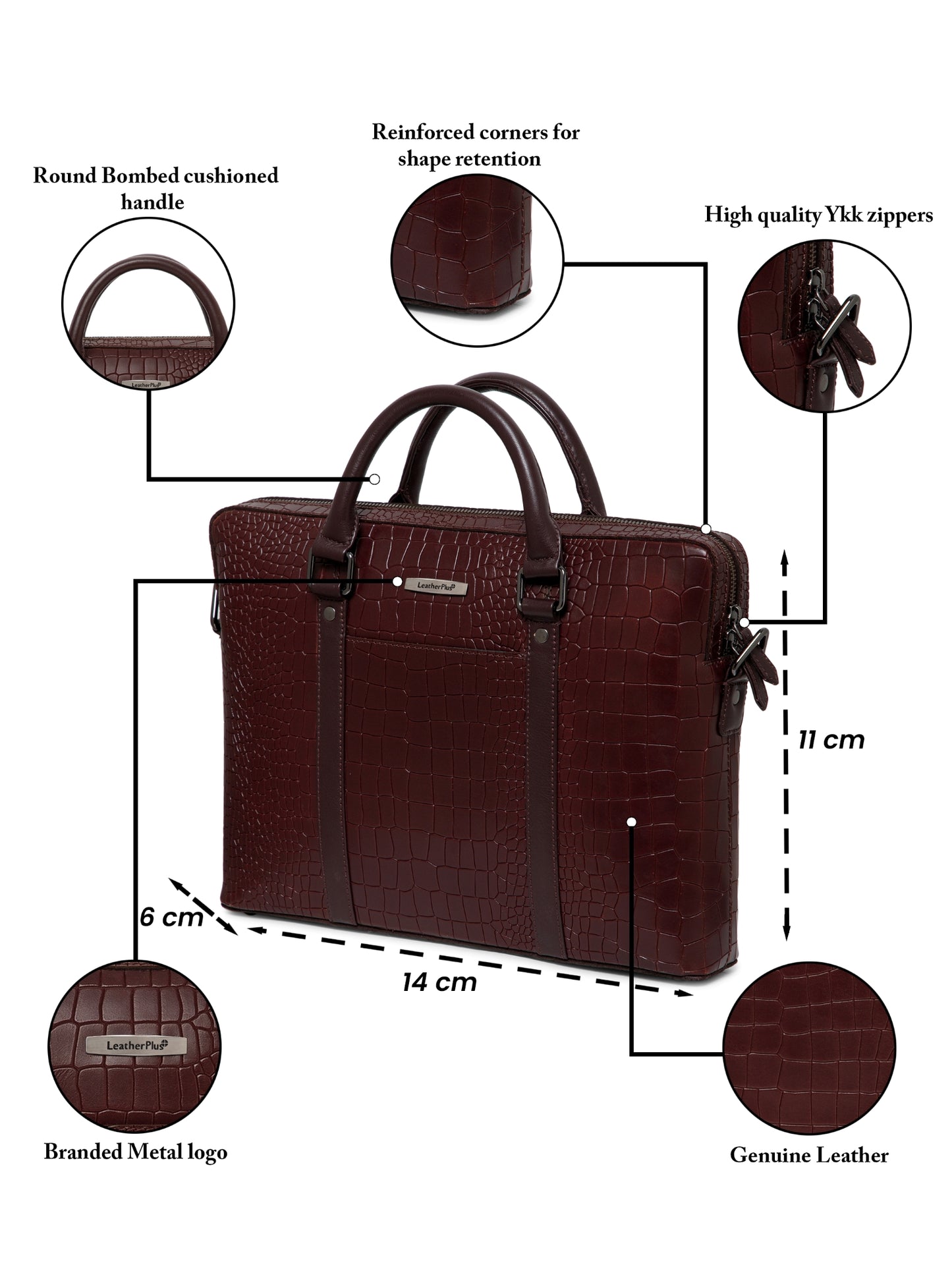 Croco Leather Laptop Bag LT-14 5002
