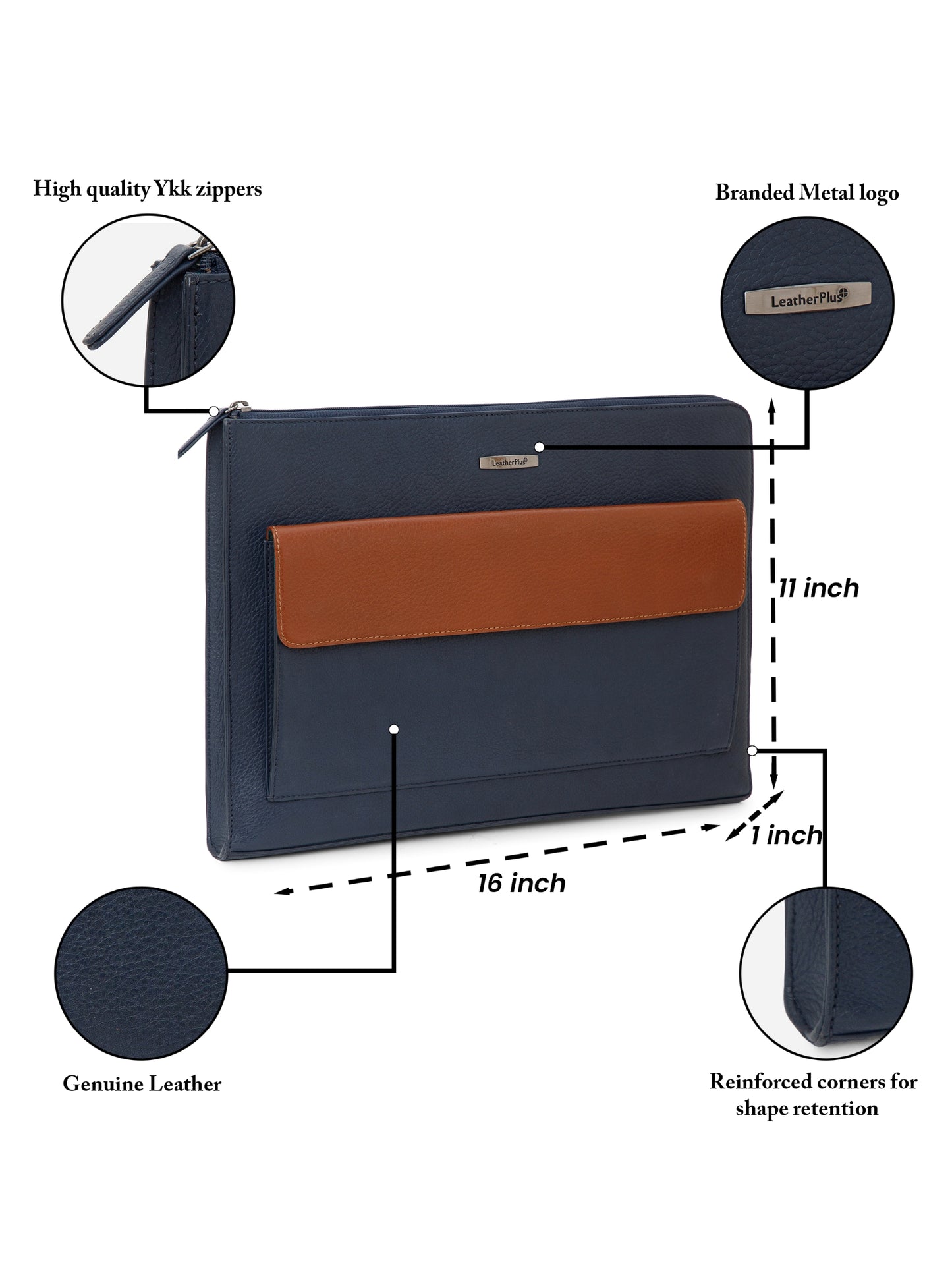 Color-blocked Leather Laptop Sleeve SV16-4004