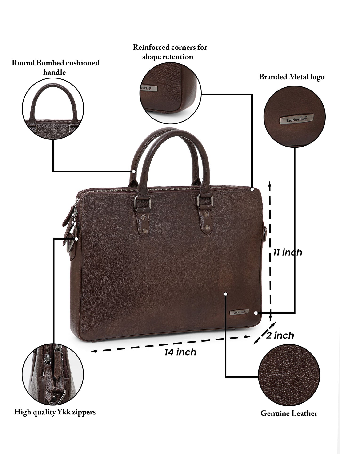 Natural Milled Leather Laptop Bag  LT16-3002