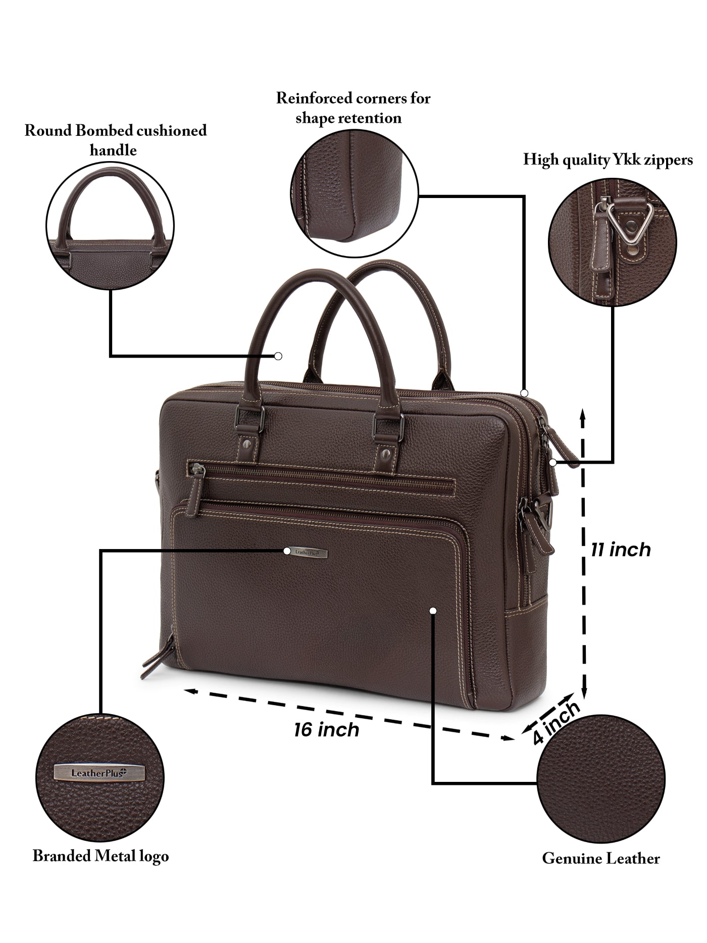 Leather Contrast Stitch Laptop Bag LT16-2002