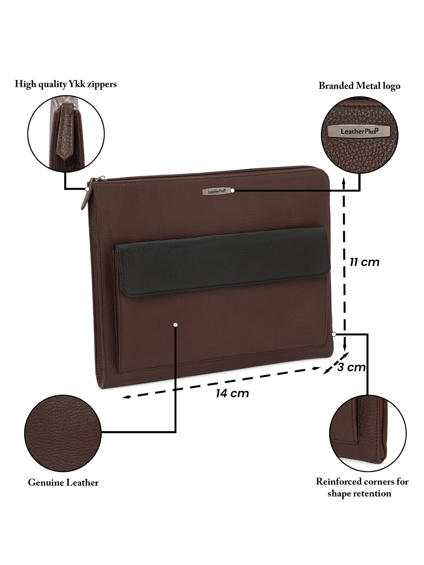 Color-blocked Leather Laptop Sleeve SV16-4004