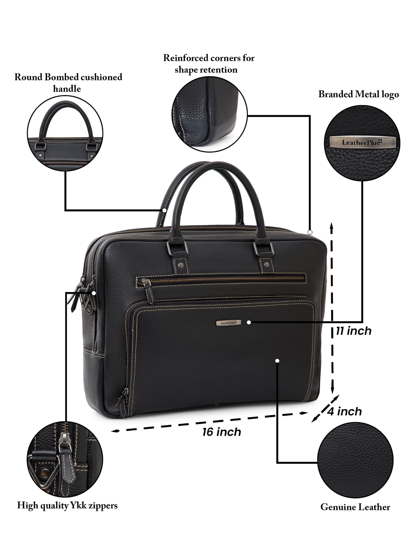 Leather Contrast Stitch Laptop Bag LT16-2002