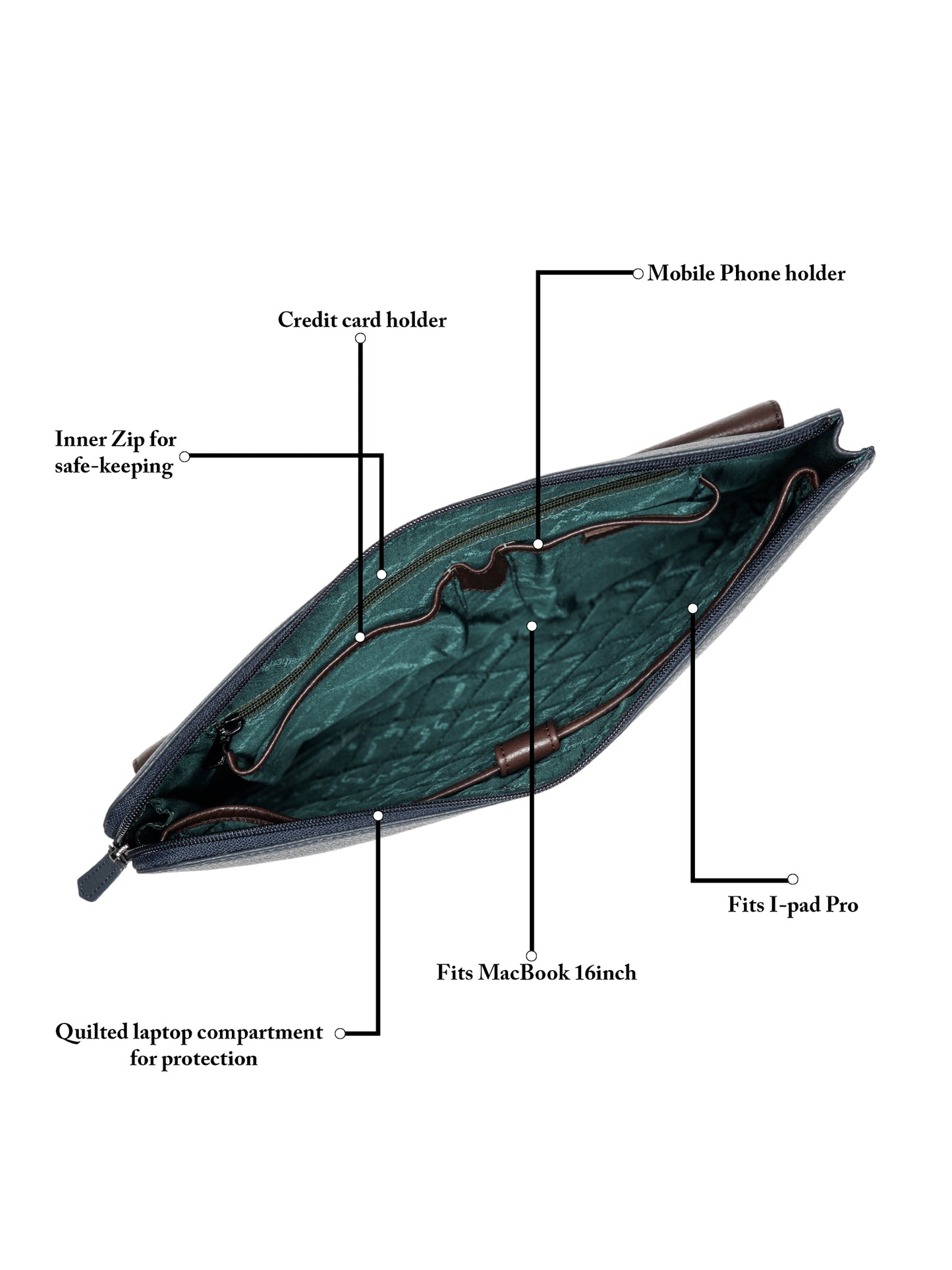 Color-blocked Leather Laptop Sleeve SV16-4004