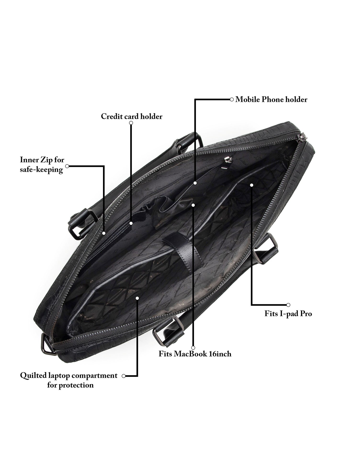 Croco Leather Laptop Bag  LT16-5001