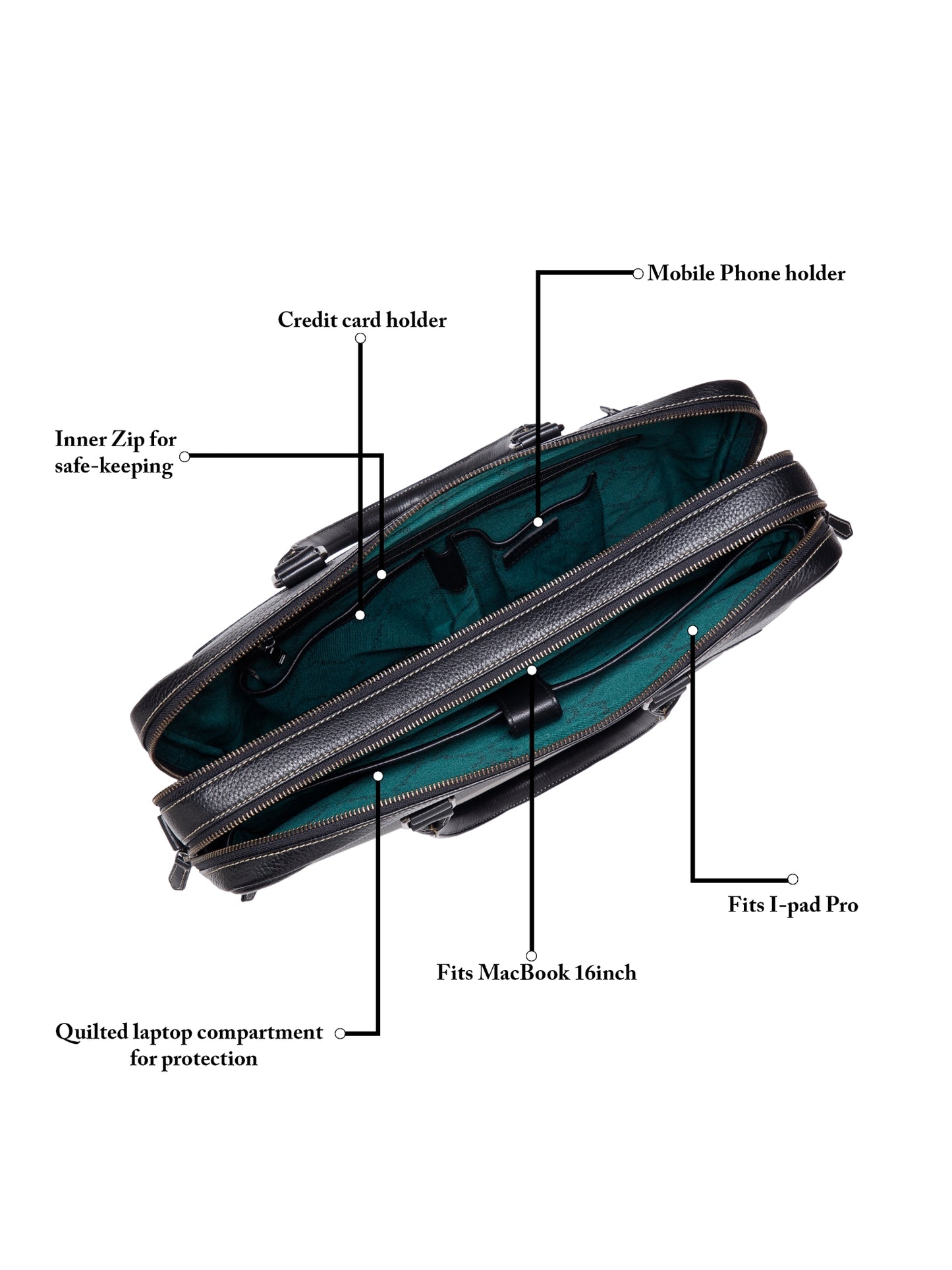 Leather Contrast Stitch Laptop Bag LT16-2002