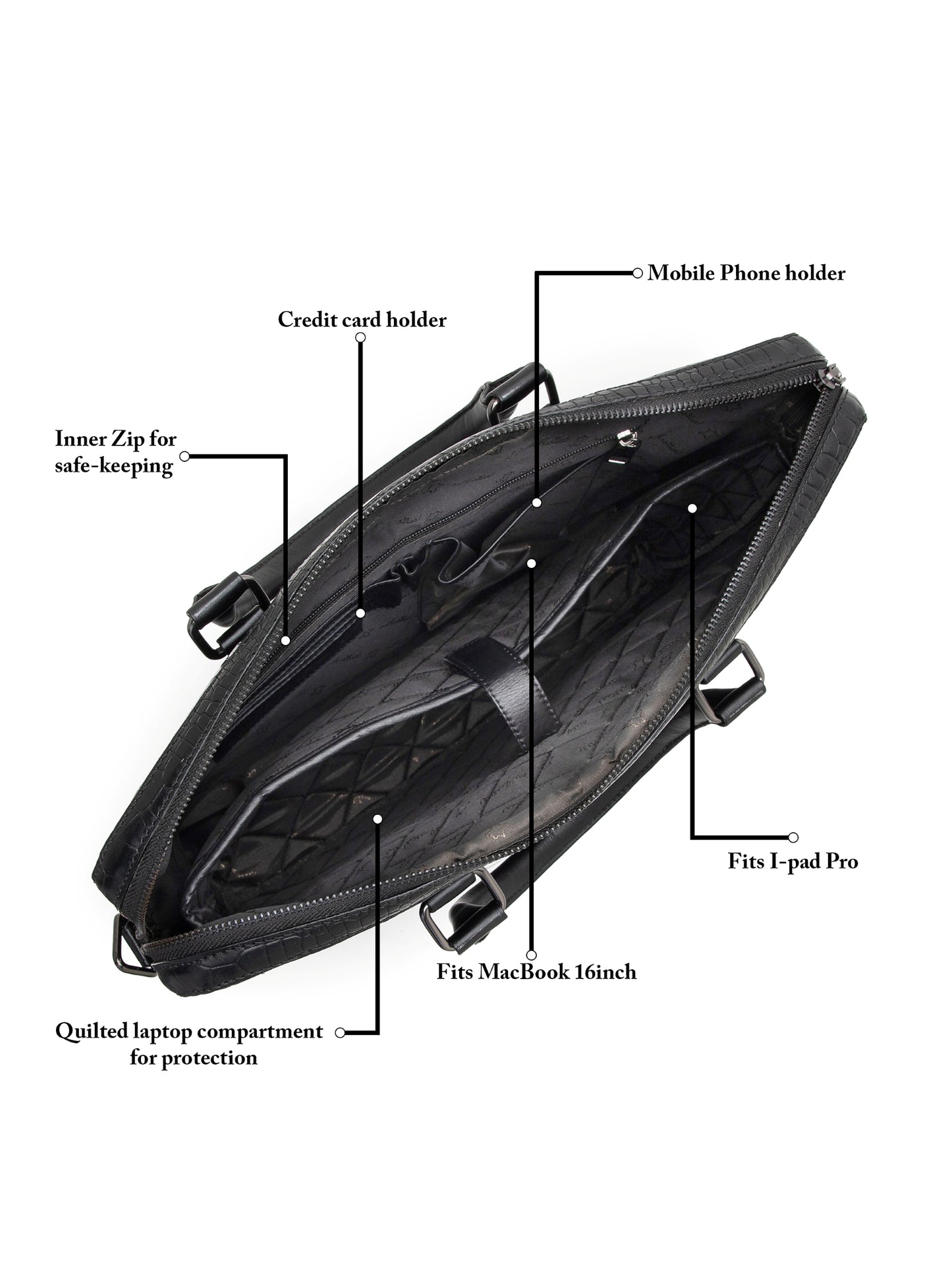 Croco Leather Laptop Bag LT14-5002