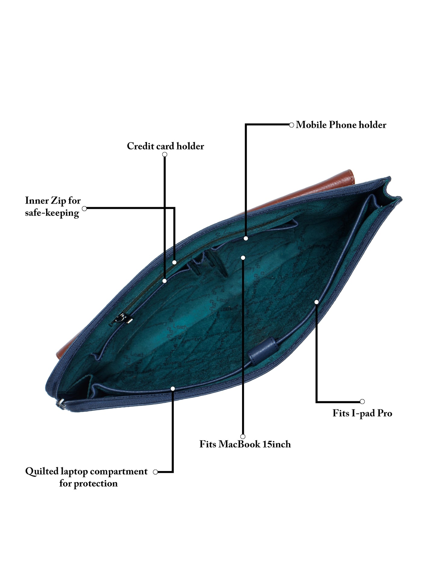 Color-blocked Leather Laptop Sleeve SV16-4004