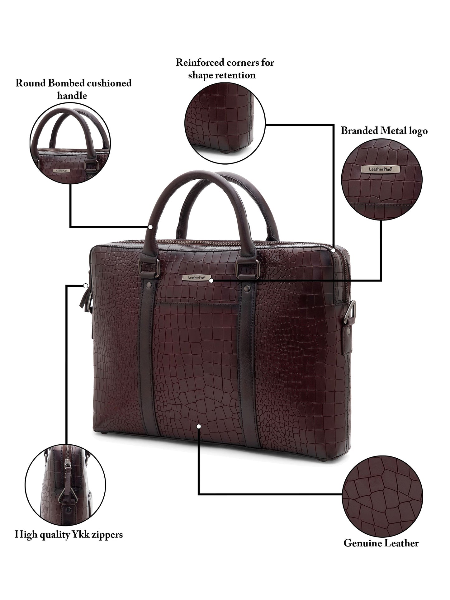 Croco Leather Laptop Bag  LT16-5001