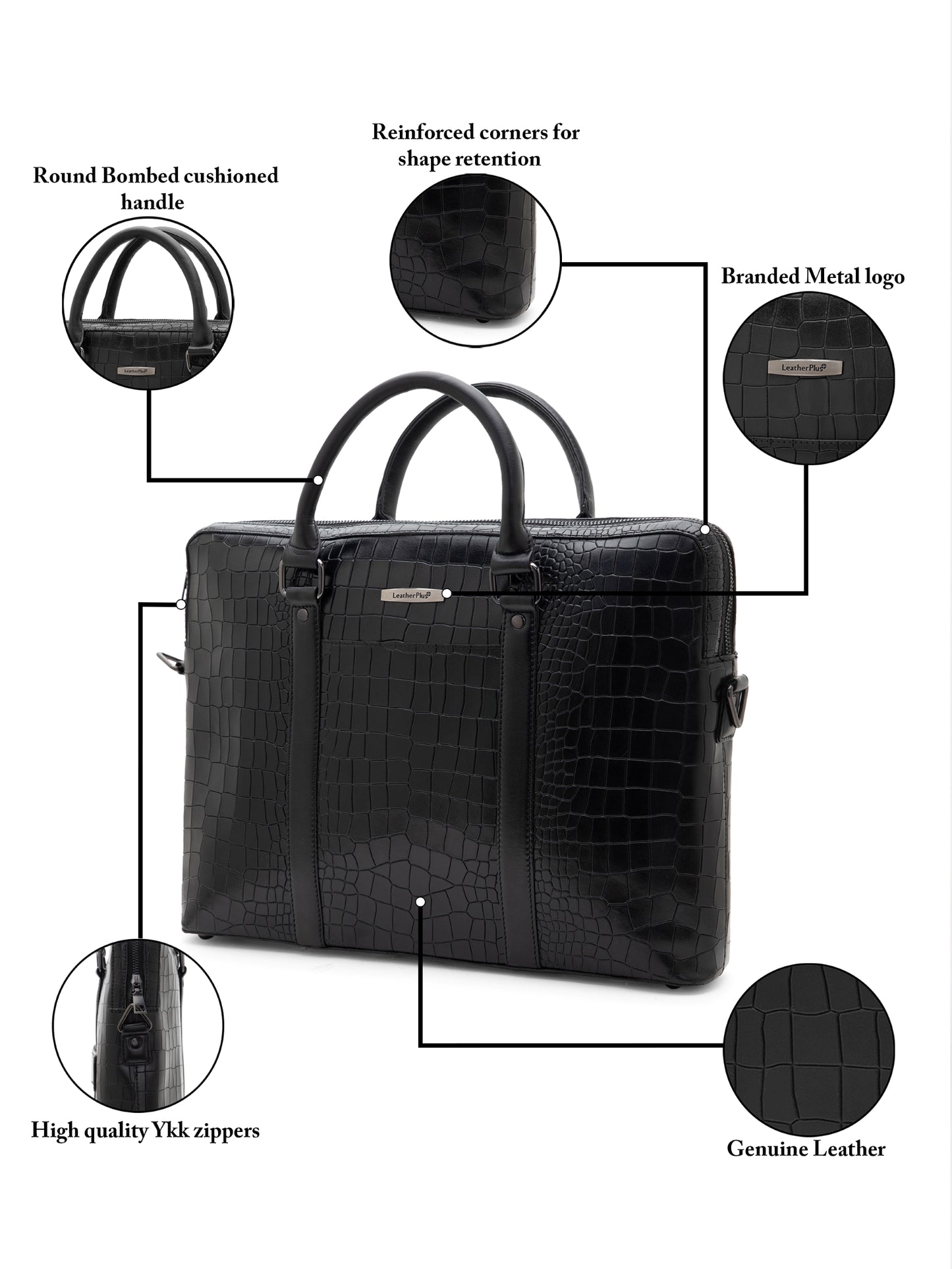 Croco Leather Laptop Bag LT14-5002