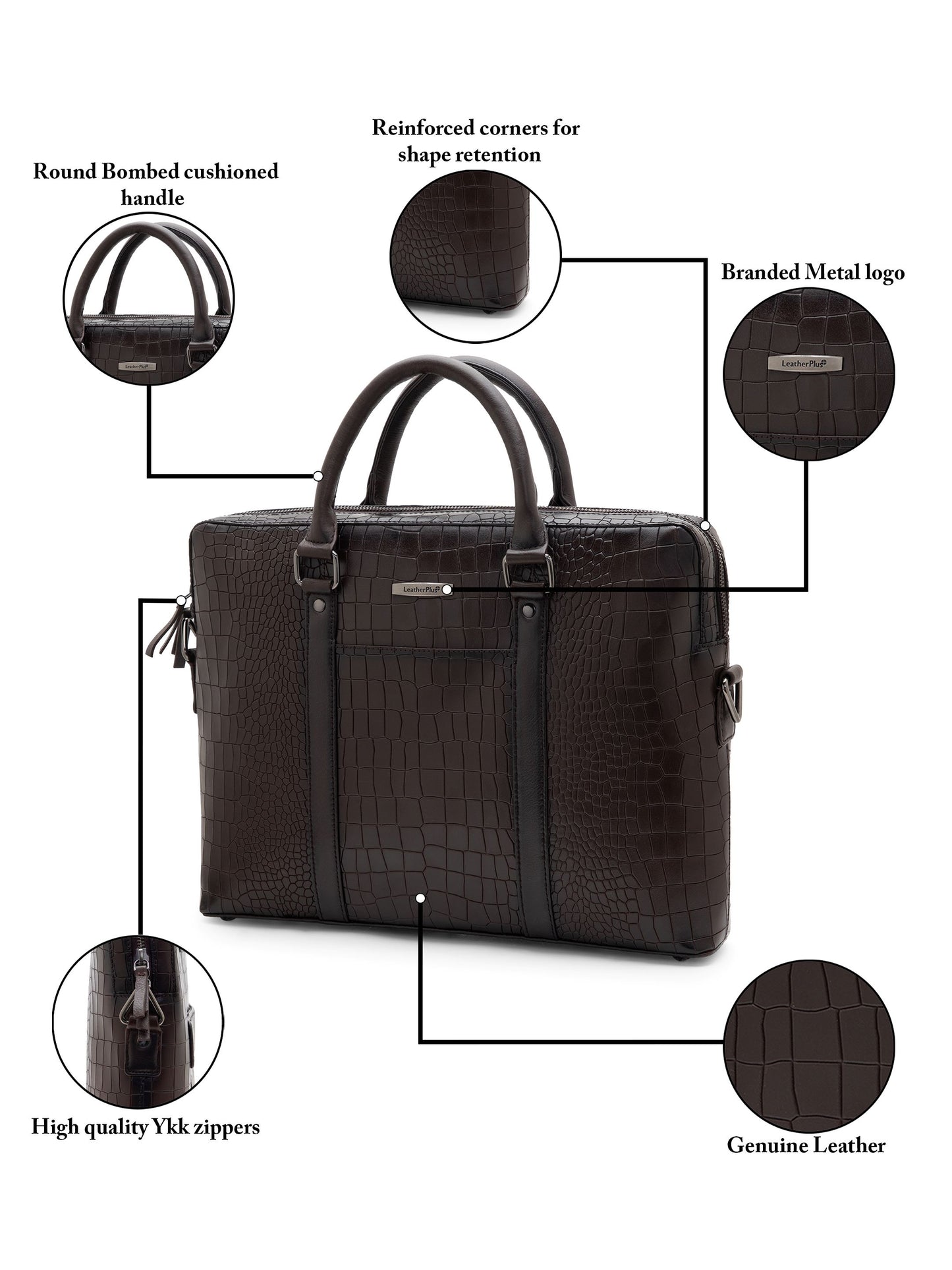 Croco Leather Laptop Bag  LT16-5001