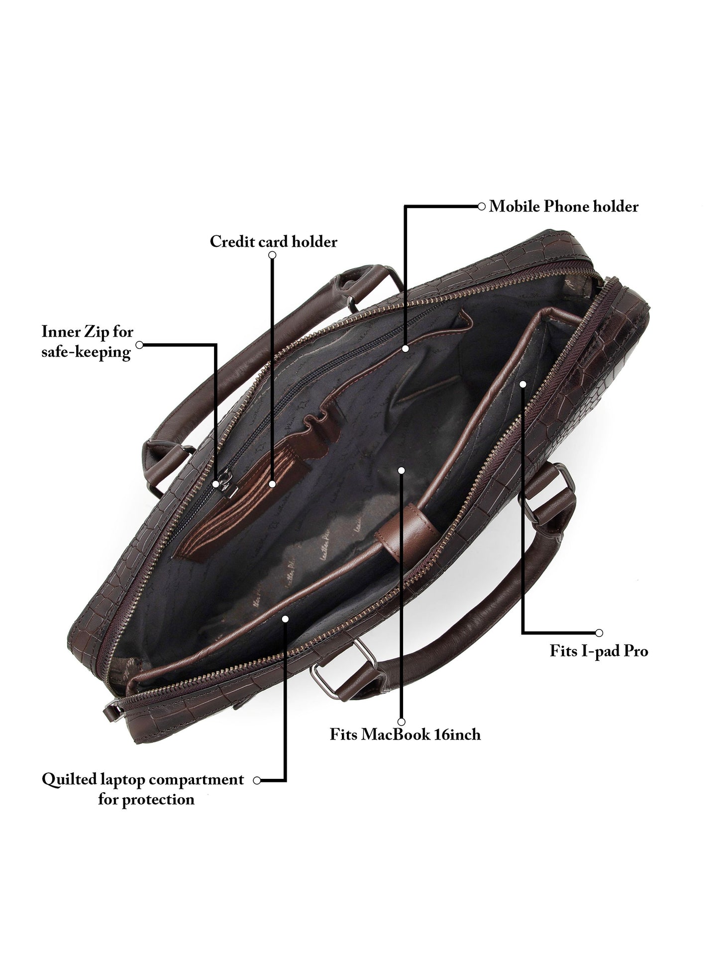 Croco Leather Laptop Bag  LT16-5001